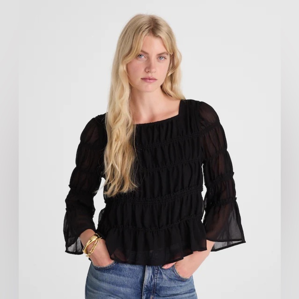 Madewell Black square neck tiered top